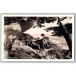 Vintage Midway Point 17 Mile Drive Postcard RPPC Coastal Scene Unused #1505